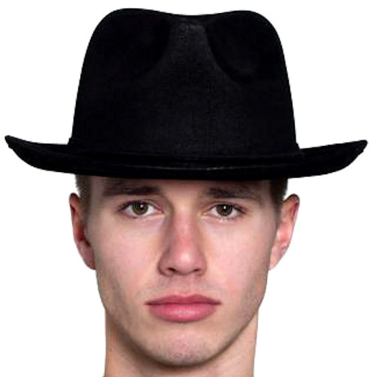 Leatherlike Gangster Fedora Hat In Black Or Brown | Gangster Hats | Hats And Headpieces 1 Leatherlike Gangster Fedora Hat In Black Or Brown | Gangster Hats | Hats And Headpieces