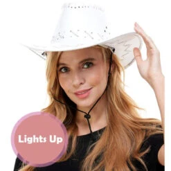 White Light Up Cowboy Hat | Festivals | Hats And Headpieces