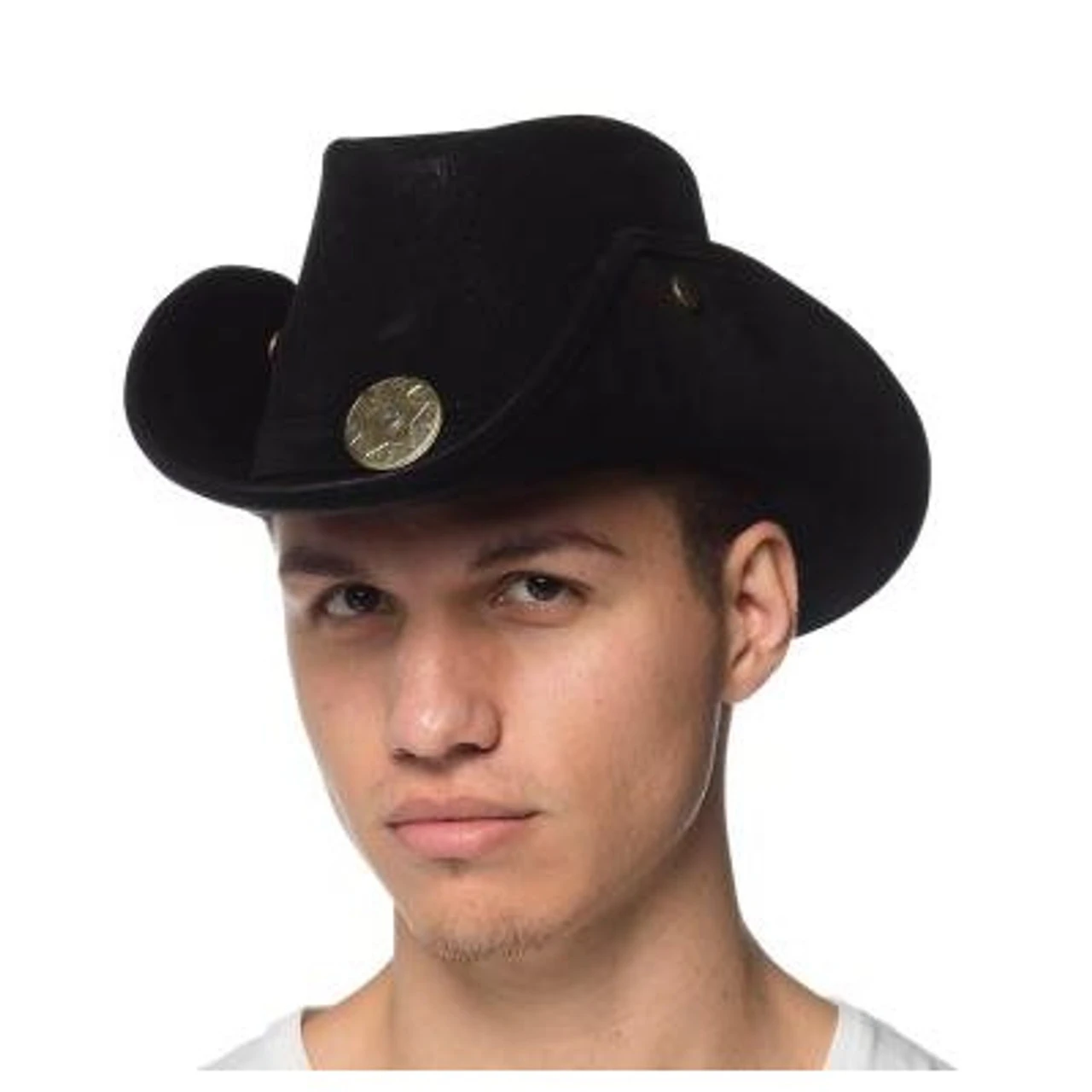 Black Leatherlike Cowboy Hat | Western Hats | Hats And Headpieces 1 Black Leatherlike Cowboy Hat | Western Hats | Hats And Headpieces