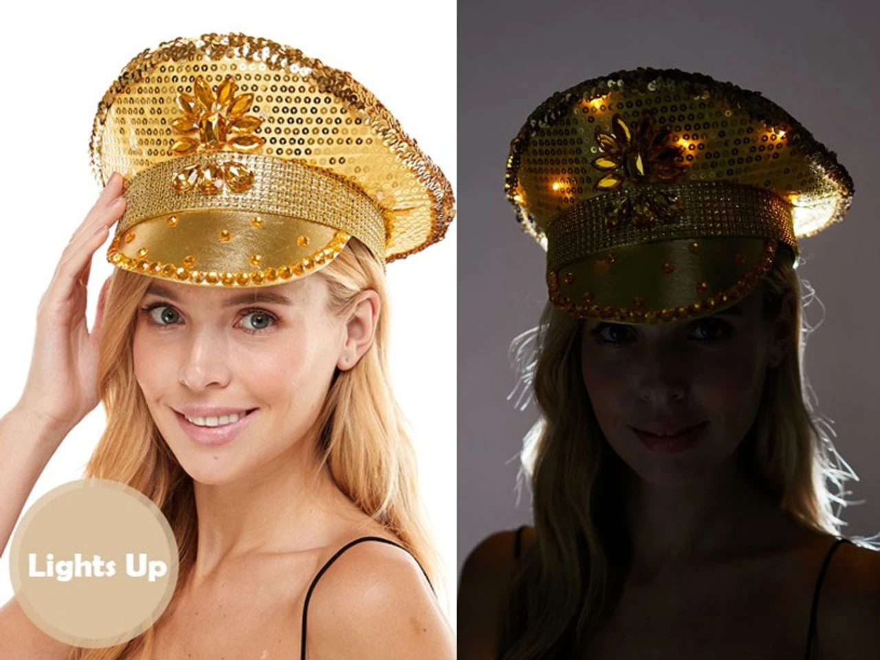 Light Up Festival Hat Gold | Festivals | Hats And Headpieces 1 Light Up Festival Hat Gold | Festivals | Hats And Headpieces