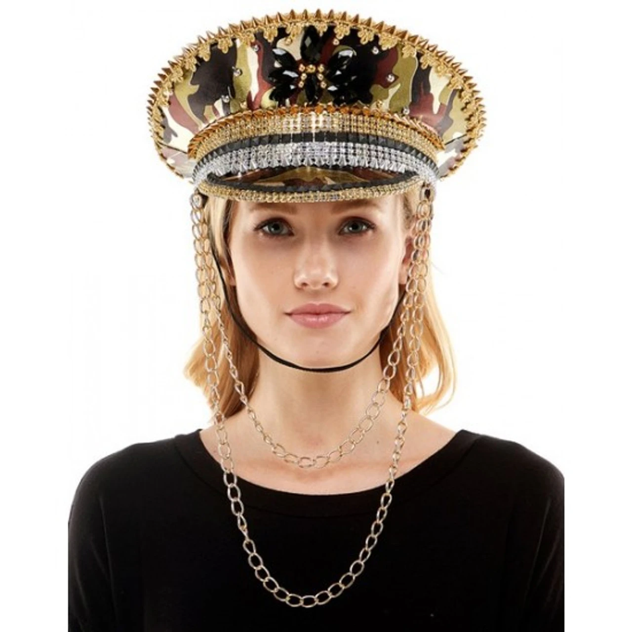 Army Camo Rhinestone Captain Hat | Festivals | Hats And Headpieces 1 Army Camo Rhinestone Captain Hat | Festivals | Hats And Headpieces