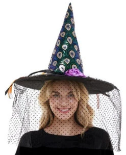 Veiled Peacock Witch Hat | Halloween | Hats And Headpieces