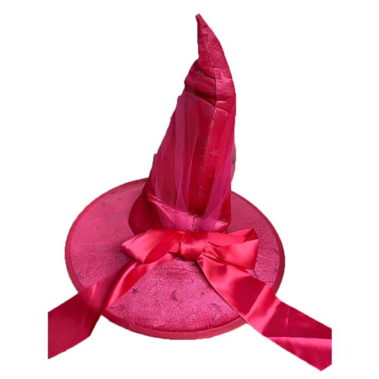 Moon And Star Witch Hat With Bow Pink | Halloween | Hats And Headpieces 1 Moon And Star Witch Hat With Bow Pink | Halloween | Hats And Headpieces