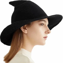 Knitted Modern Salem Witch Hat Black | Gothic Hats | Hats And Headpieces