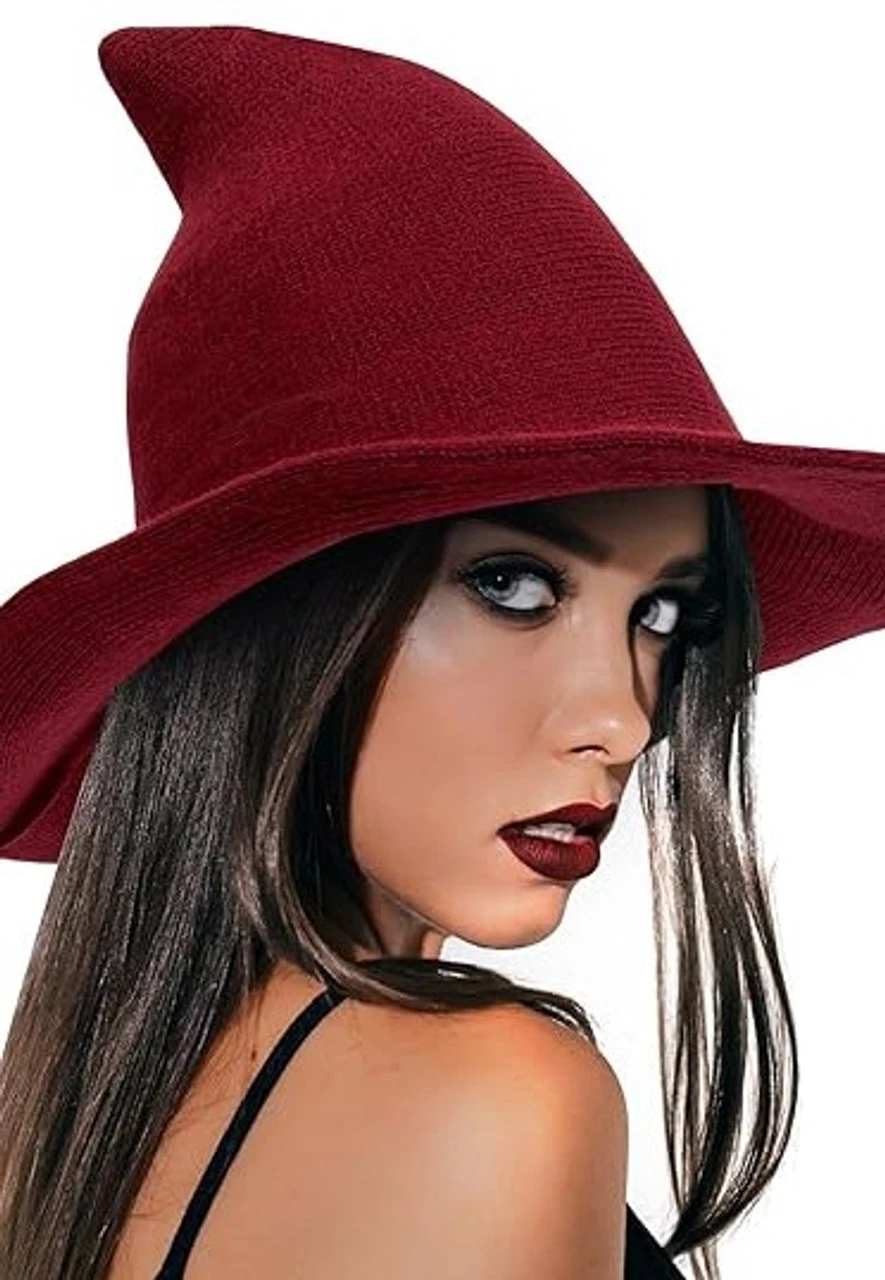 Knitted Modern Salem Witch Hat Red | Gothic Hats | Hats And Headpieces 1 Knitted Modern Salem Witch Hat Red | Gothic Hats | Hats And Headpieces