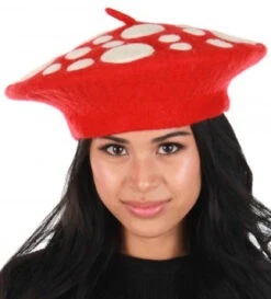 Red Felt Mushroom Beret Hat | Fantasy | Hats And Headpieces