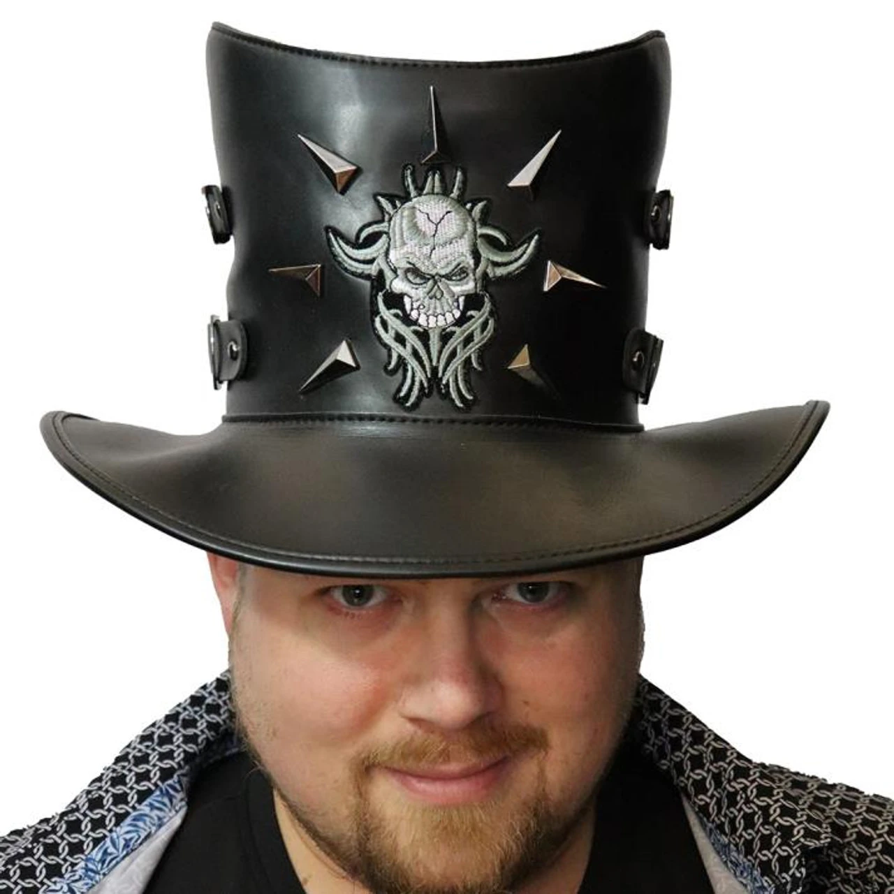 Leatherlike Horror Skull Top Hat | Gothic | Hats And Headpieces 1 Leatherlike Horror Skull Top Hat | Gothic | Hats And Headpieces
