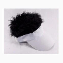White Visor With Black Hair | 1990s | Hats And Headpieces