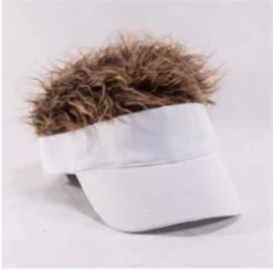White Visor With Brown Hair | 1990s | Hats And Headpieces