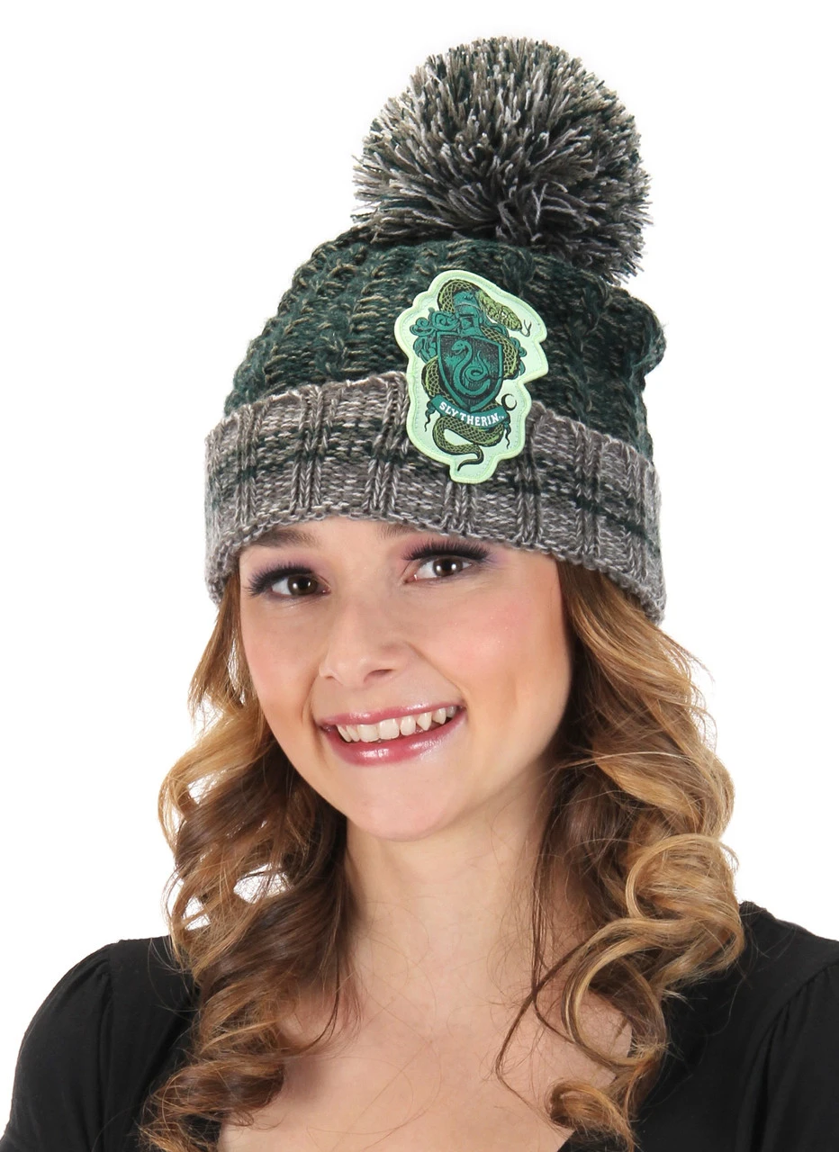 HP Slytherin Beanie With Pom Pom | Harry Potter | Hats And Headpieces 1 HP Slytherin Beanie With Pom Pom | Harry Potter | Hats And Headpieces