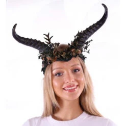 Ancient Woodland Goat Horns Headband With Foliage | Fantasy | Hats And Headpieces