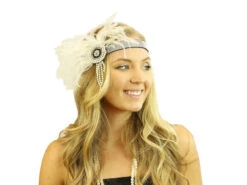 20s Jeweled Flapper Headband With White Feather | 1920s | Hats And Headpieces