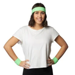 80s Neon Green Sweatband And Wristlets Set | 1980s | Headbands And Accessories