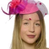 Pink Veiled Mini Fascinator Pillbox Hat With Feathers | 1920s | Pillbox Hats