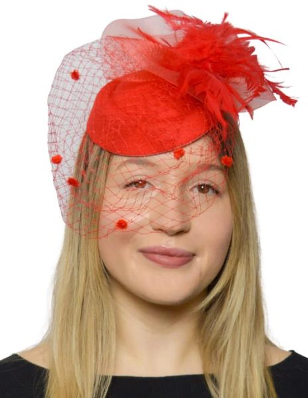 Red Veiled Mini Fascinator Pillbox Hat With Feathers | 1920s | Pillbox Hats 1 Red Veiled Mini Fascinator Pillbox Hat With Feathers | 1920s | Pillbox Hats