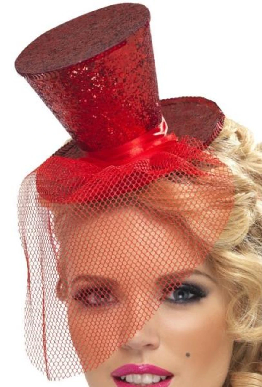 Sequin Red Mini Top Hat | Circus | Hats And Headpieces 1 Sequin Red Mini Top Hat | Circus | Hats And Headpieces