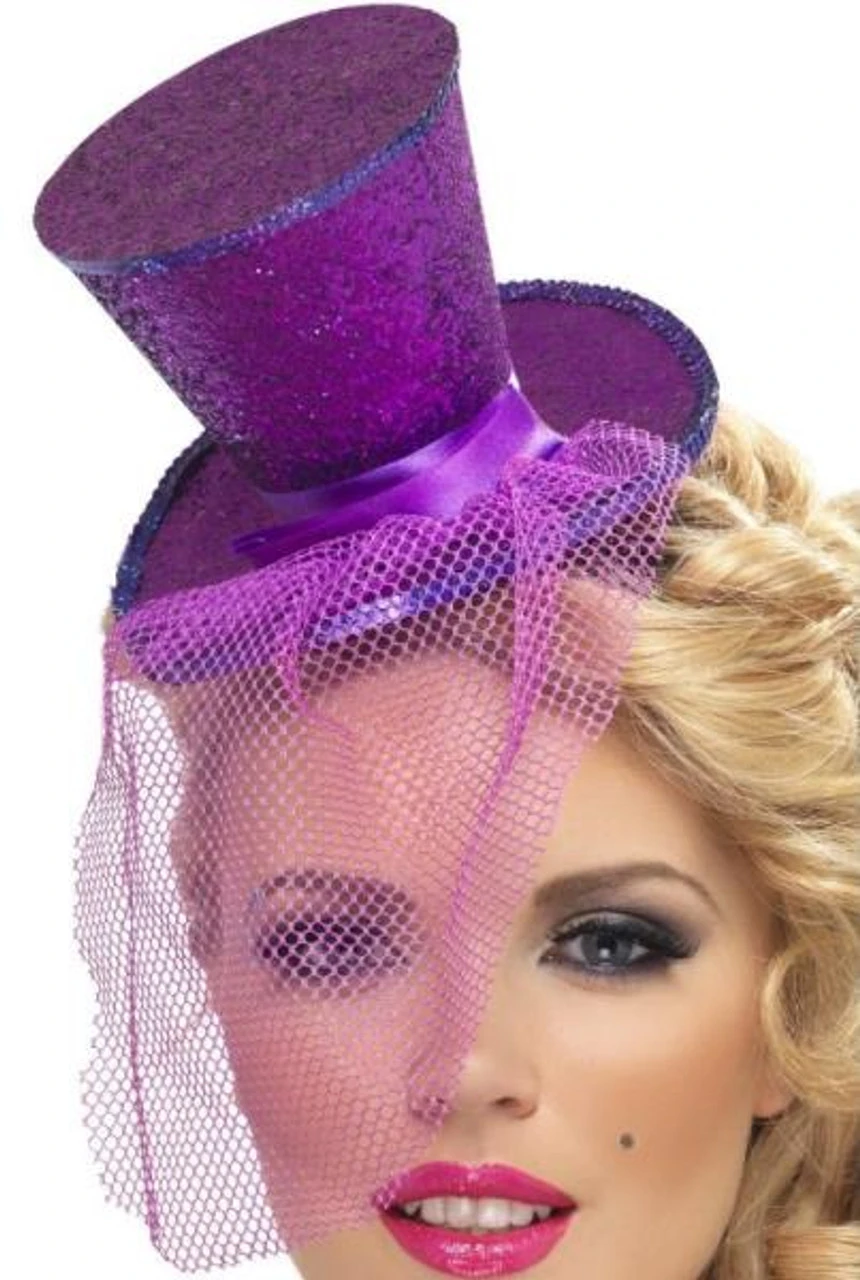 Sequin Purple Mini Top Hat | Circus | Hats And Headpieces 1 Sequin Purple Mini Top Hat | Circus | Hats And Headpieces