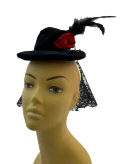 Mini Gothic Top Hat With Velvet Finish | Victorian | Hats And Headpieces