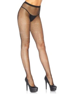Fishnet Tights With Iridescent Rhinestones Black | Hosiery | Legwear And Tights