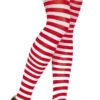 Nylon Striped Tights White And Red | Hosiery | Legwear And Tights