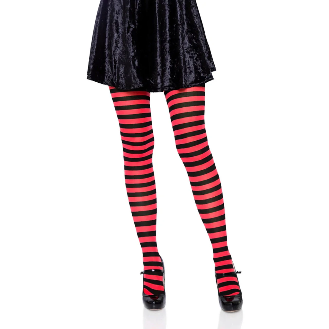 Nylon Striped Tights Black And Red | Hosiery | Legwear And Tights 1 Nylon Striped Tights Black And Red | Hosiery | Legwear And Tights