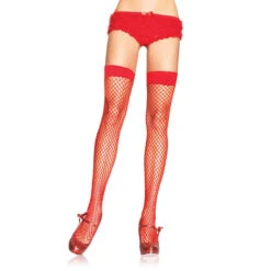 Spandex Industrial Net Thigh Highs Red | Hosiery | Legwear And Tights