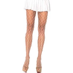 Spandex Diamond Net Tights White | Hosiery | Legwear And Tights
