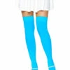 Opaque Nylon Thigh Highs Neon Blue | Hosiery | Legwear And Tights
