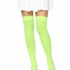 Opaque Nylon Thigh Highs Neon Green | Hosiery | Legwear And Tights