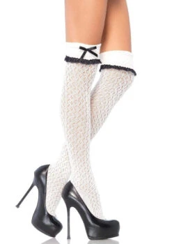 Crochet Thigh High Socks White | Hosiery | Legwear And Tights