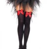 Black Opaque Thigh Highs With Red Bow | Hosiery | Legwear And Tights