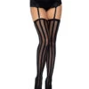 Sheer Thigh Highs With Opaque Vertical Stripes | Hosiery | Legwear And Tights