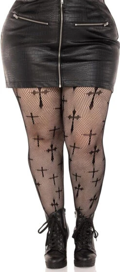 Plus Size Cross Net Tights | Hosiery | Legwear And Tights