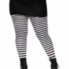 Plus Size Nylon Striped Tights Black And White | Hosiery | Legwear And Tights