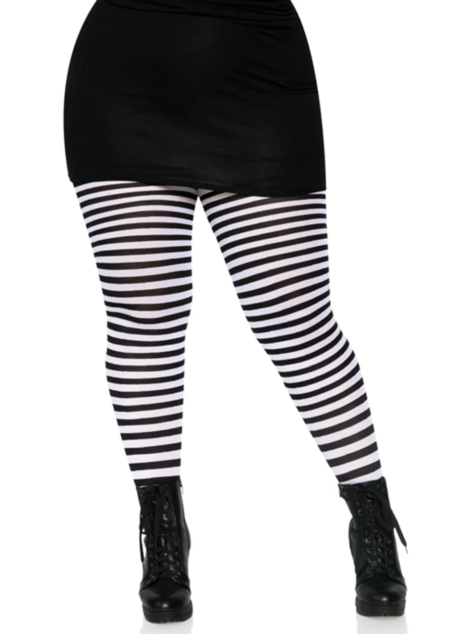 Plus Size Nylon Striped Tights Black And White | Hosiery | Legwear And Tights 1 Plus Size Nylon Striped Tights Black And White | Hosiery | Legwear And Tights