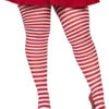 Plus Size Nylon Striped Tights White And Red | Hosiery | Legwear And Tights
