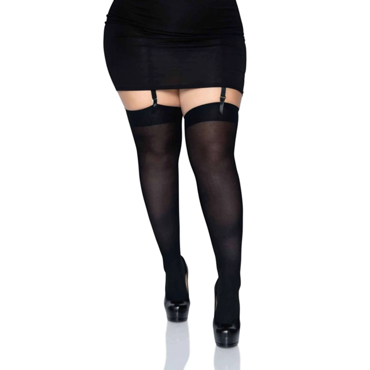 Plus Size Opaque Nylon Thigh Highs Black | Hosiery | Legwear And Tights 1 Plus Size Opaque Nylon Thigh Highs Black | Hosiery | Legwear And Tights