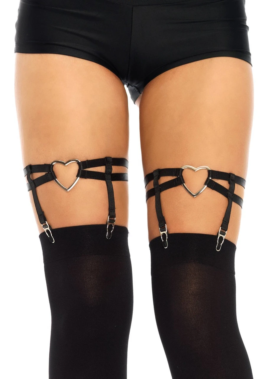 Dual Strap Thigh Heart Garter Black | Hosiery | Legwear And Tights 1 Dual Strap Thigh Heart Garter Black | Hosiery | Legwear And Tights