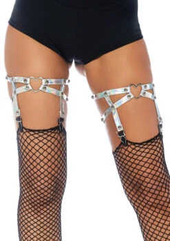 Dual Strap Thigh Heart Garter Iridescent | Hosiery | Legwear And Tights