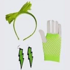 80s Glam Rock 4 Piece Set Neon Green | 1980s | Costume Kits
