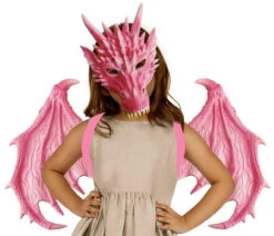 Pink Supersoft Dragon Wings And Mask Set | Mythical Creatures | Costume Kits