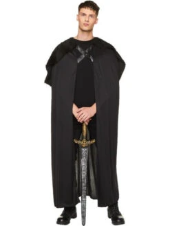 Medieval Knight Black Fur Cape | Medieval | Costume Robes And Cloaks