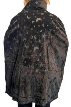 Black Moon And Star Velvet Witch Cape | Halloween | Costume Pieces