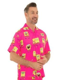 Fuchsia Spongebob Squarepants Hawaiian Shirt | Hawaiian | Costume Pieces