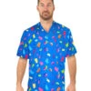 Gummy Bear Print Blue Hawaiian Shirt | Hawaiian | Costume Pieces