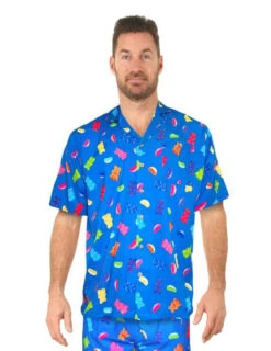 Gummy Bear Print Blue Hawaiian Shirt | Hawaiian | Costume Pieces