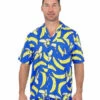 Banana Print Blue Hawaiian Shirt | Hawaiian | Costume Pieces
