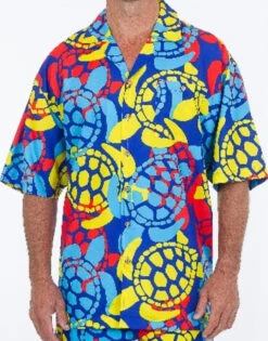 Hawaiian Yellow Turtle Pattern Shirt | Hawaiian | Costume Pieces