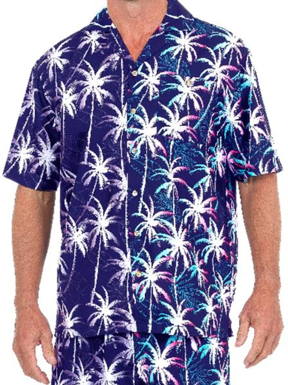 Hawaiian Palm Tree Pattern Shirt Navy Blue | Hawaiian | Costume Pieces 1 Hawaiian Palm Tree Pattern Shirt Navy Blue | Hawaiian | Costume Pieces