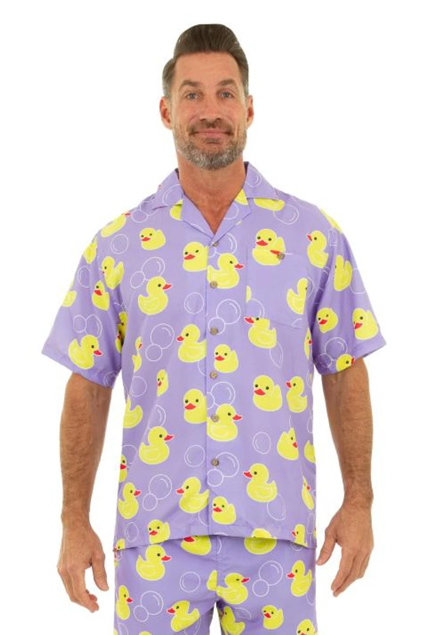 Rubber Ducky Print Purple Hawaiian Shirt | Hawaiian | Costume Pieces 1 Rubber Ducky Print Purple Hawaiian Shirt | Hawaiian | Costume Pieces